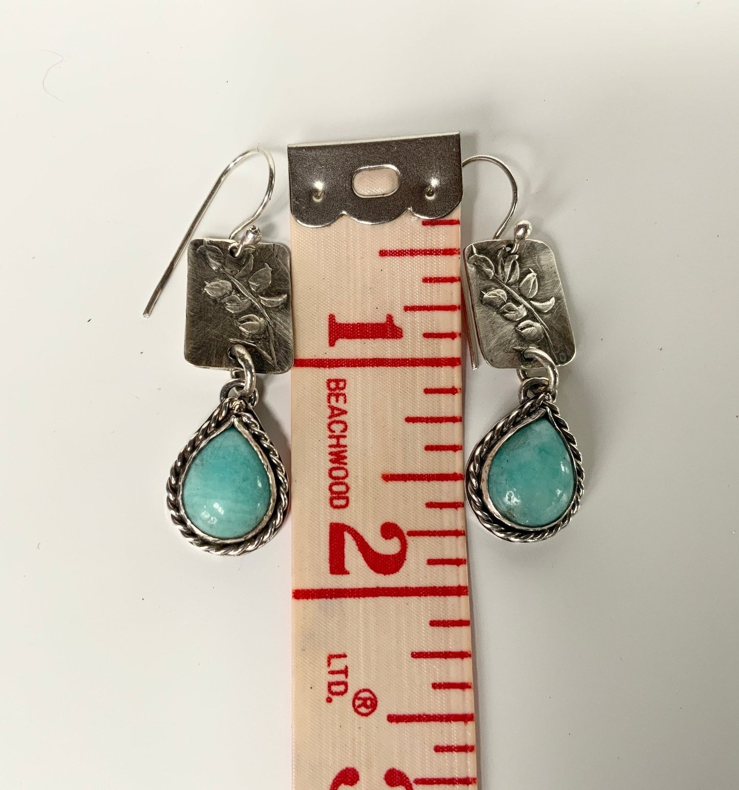 Amazonite and Leaves Nature Lover Earring - Evitts Creek Arts