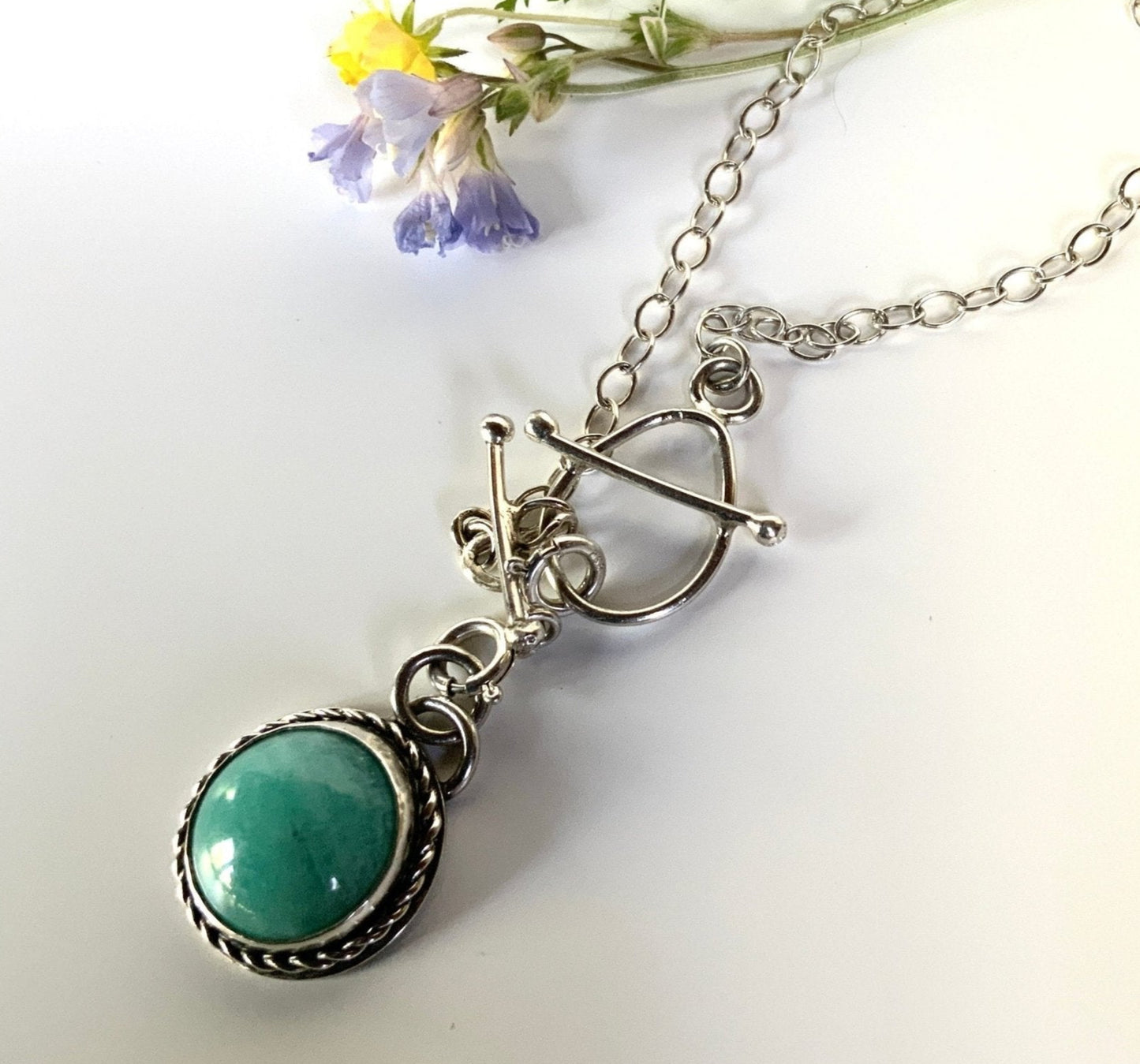 Amazonite Pendant Sterling Silver Charm - Evitts Creek Arts