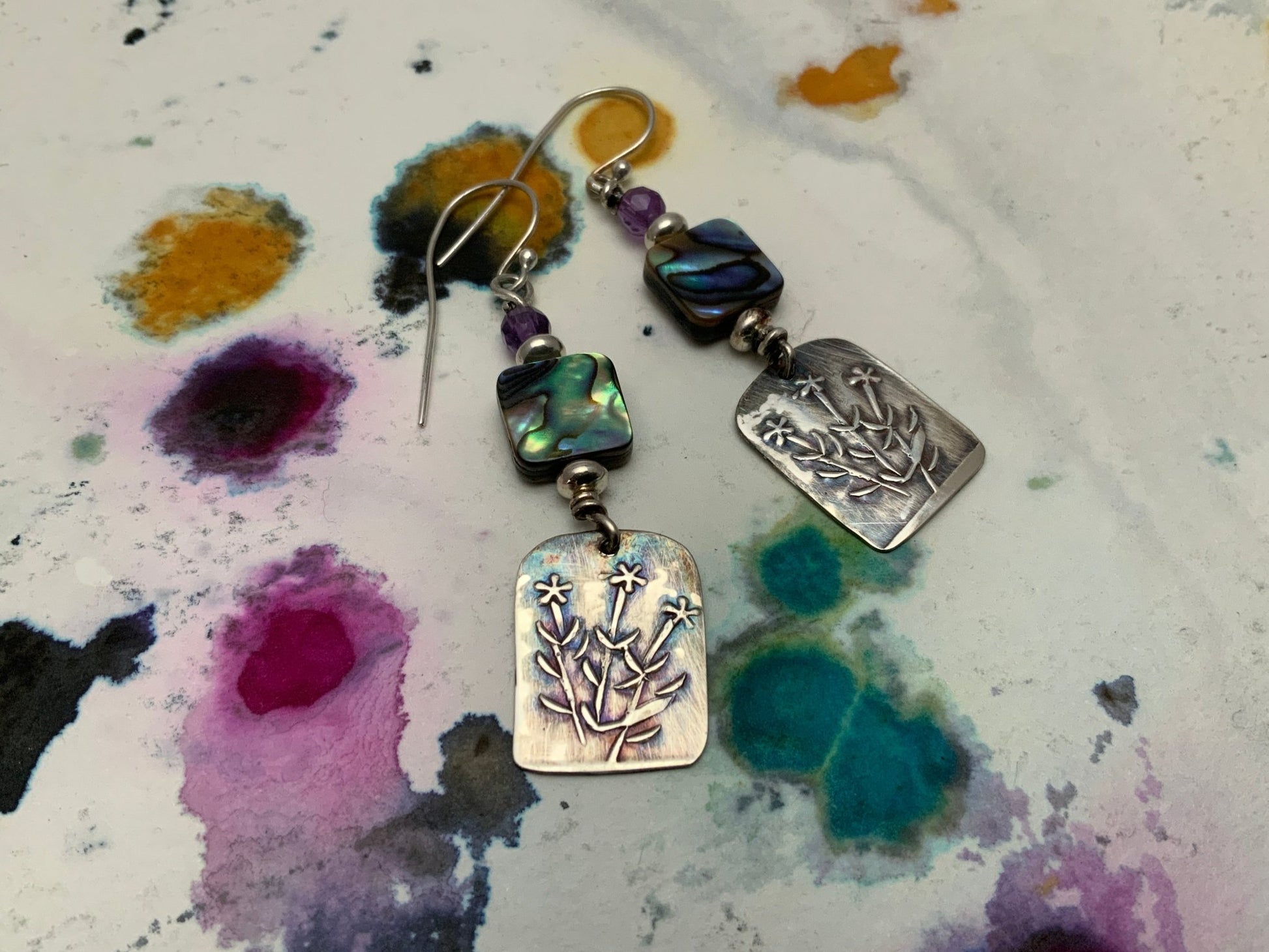 Appalachian Beauties Sterling Silver Earrings with Abalone - Evitts Creek Arts