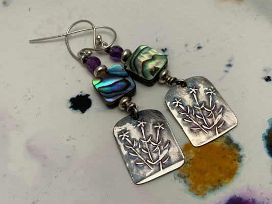 Appalachian Beauties Sterling Silver Earrings with Abalone - Evitts Creek Arts