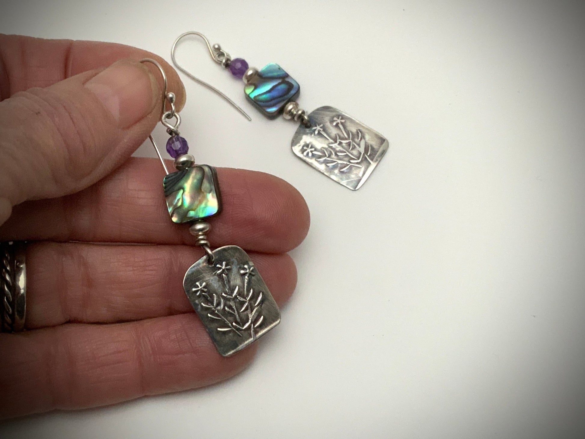 Appalachian Beauties Sterling Silver Earrings with Abalone - Evitts Creek Arts
