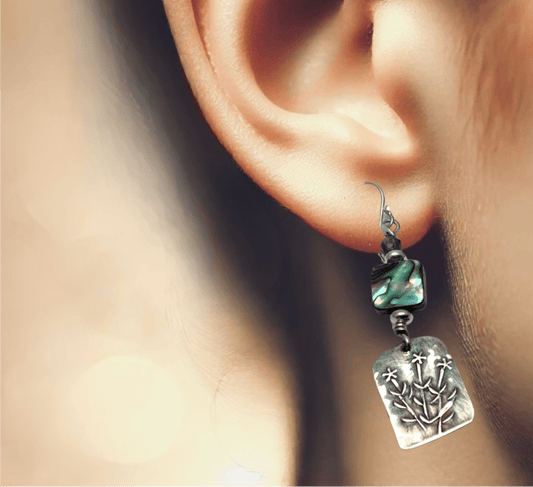 Appalachian Beauties Sterling Silver Earrings with Abalone - Evitts Creek Arts