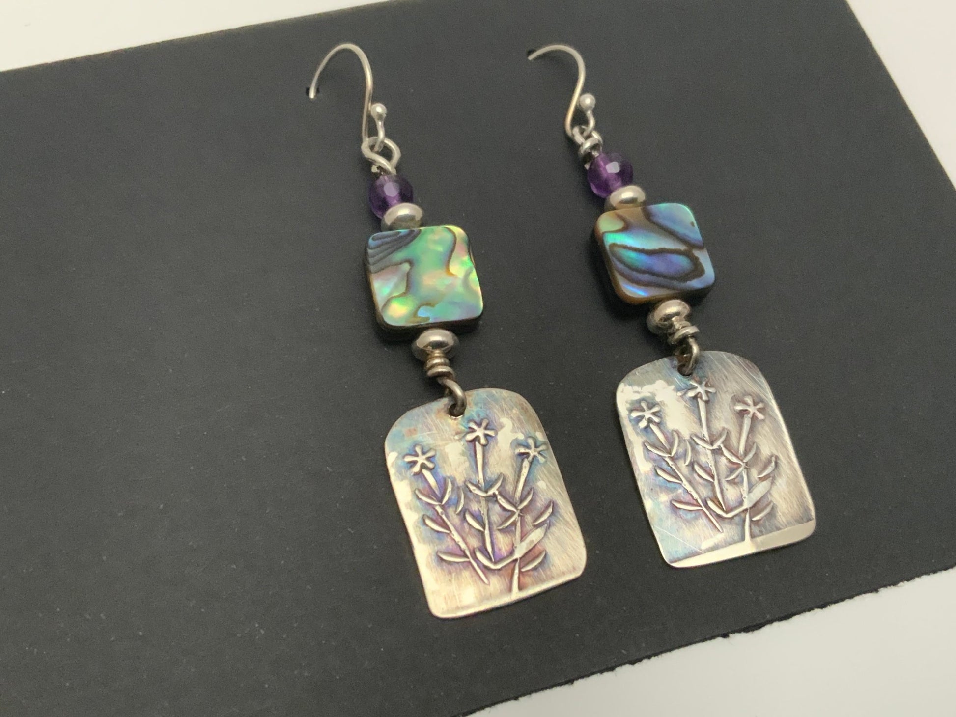 Appalachian Beauties Sterling Silver Earrings with Abalone - Evitts Creek Arts