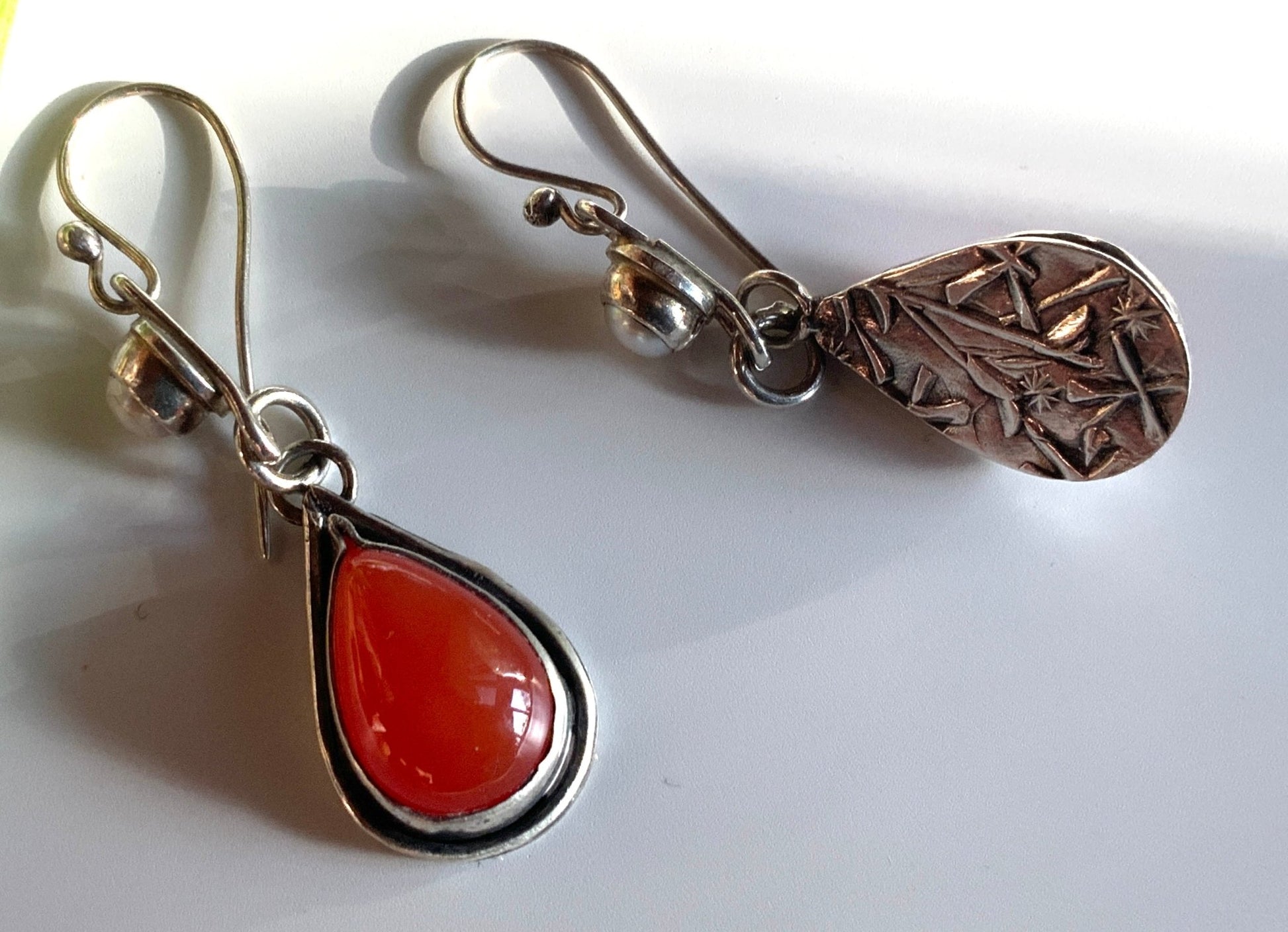 Carnelian and Pearl Secret Garden Earrings - Evitts Creek Arts