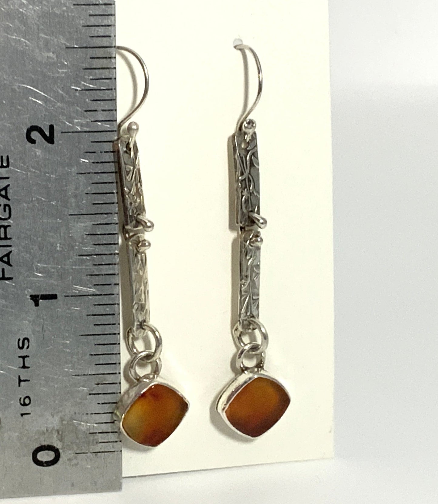 Carnelian and Woodland Vine Sterling Earrings - Evitts Creek Arts