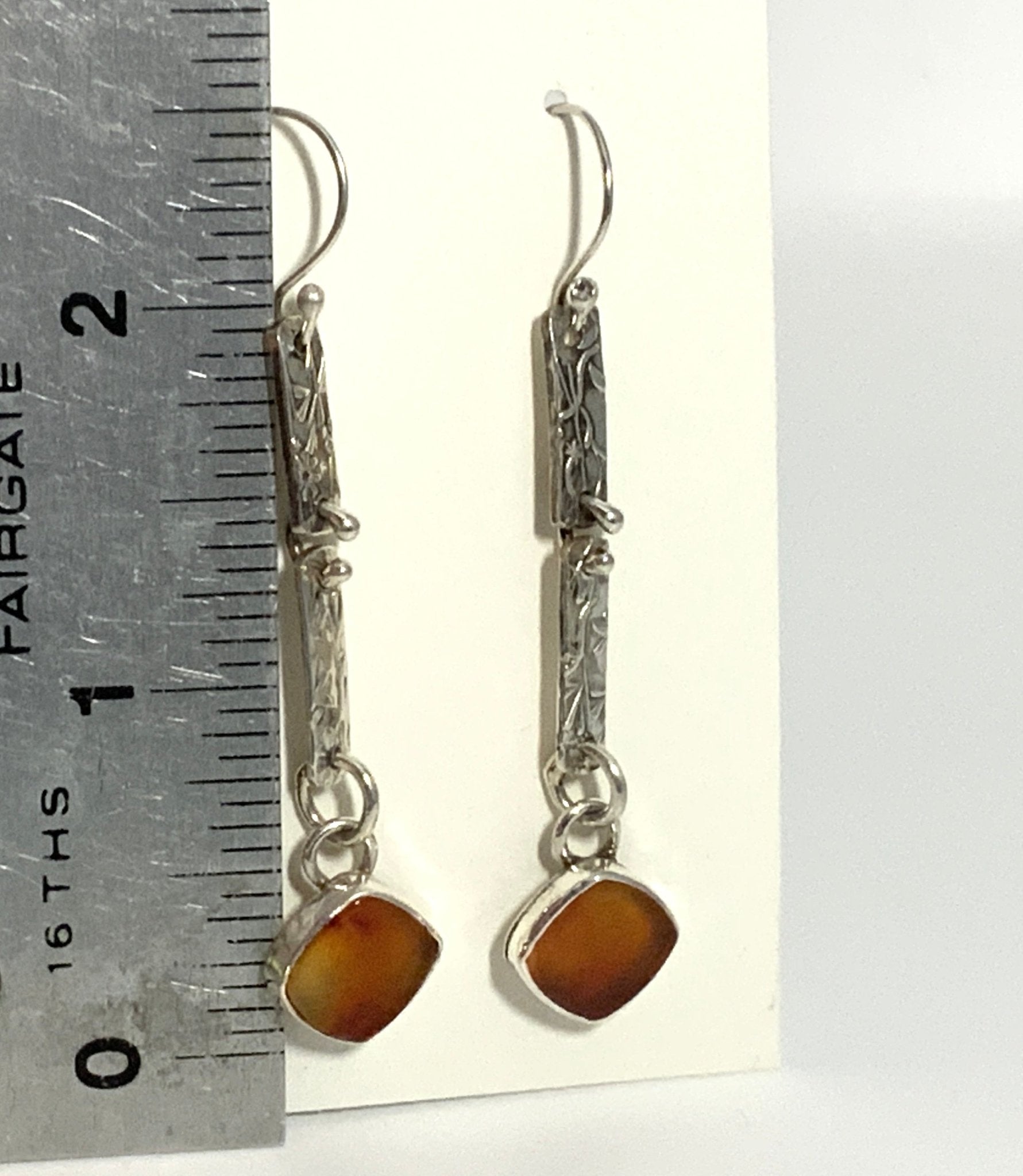 Carnelian and Woodland Vine Sterling Earrings - Evitts Creek Arts
