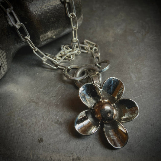 Silver and Bronze Mixed Metal Necklace - Evitts Creek Arts