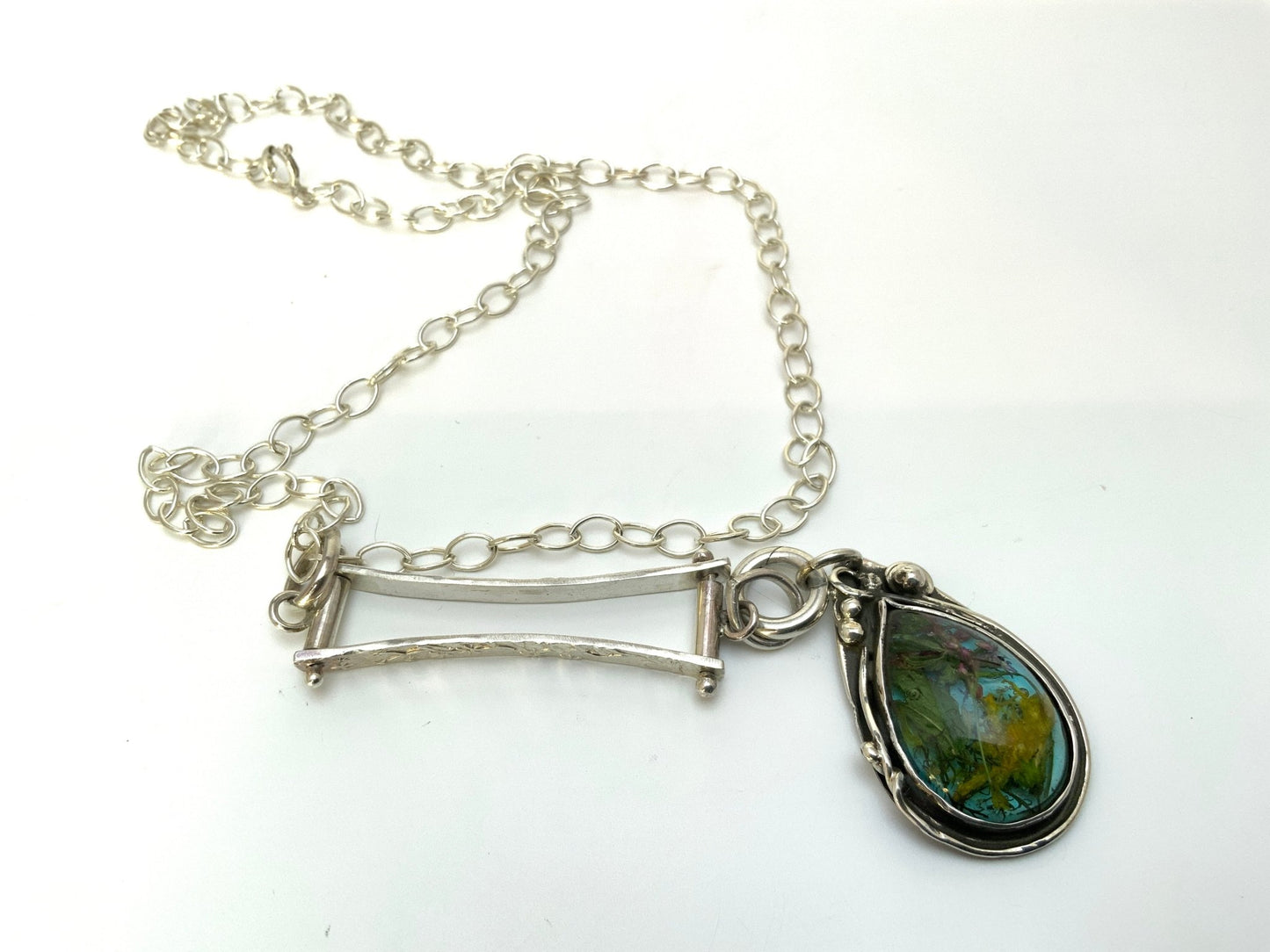 Gathered Sterling Silver Pendant and 18” Chain - Evitts Creek Arts