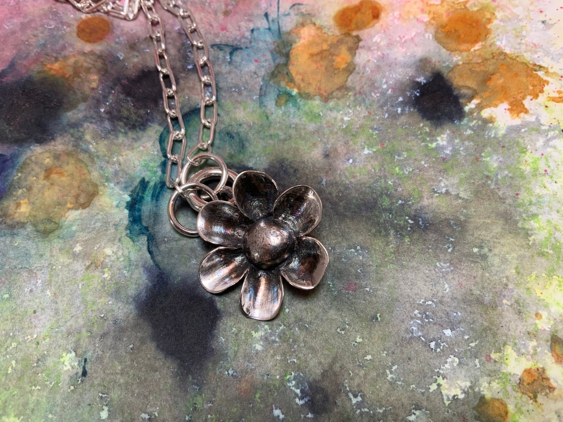 Hand forged Silver Flower - Evitts Creek Arts
