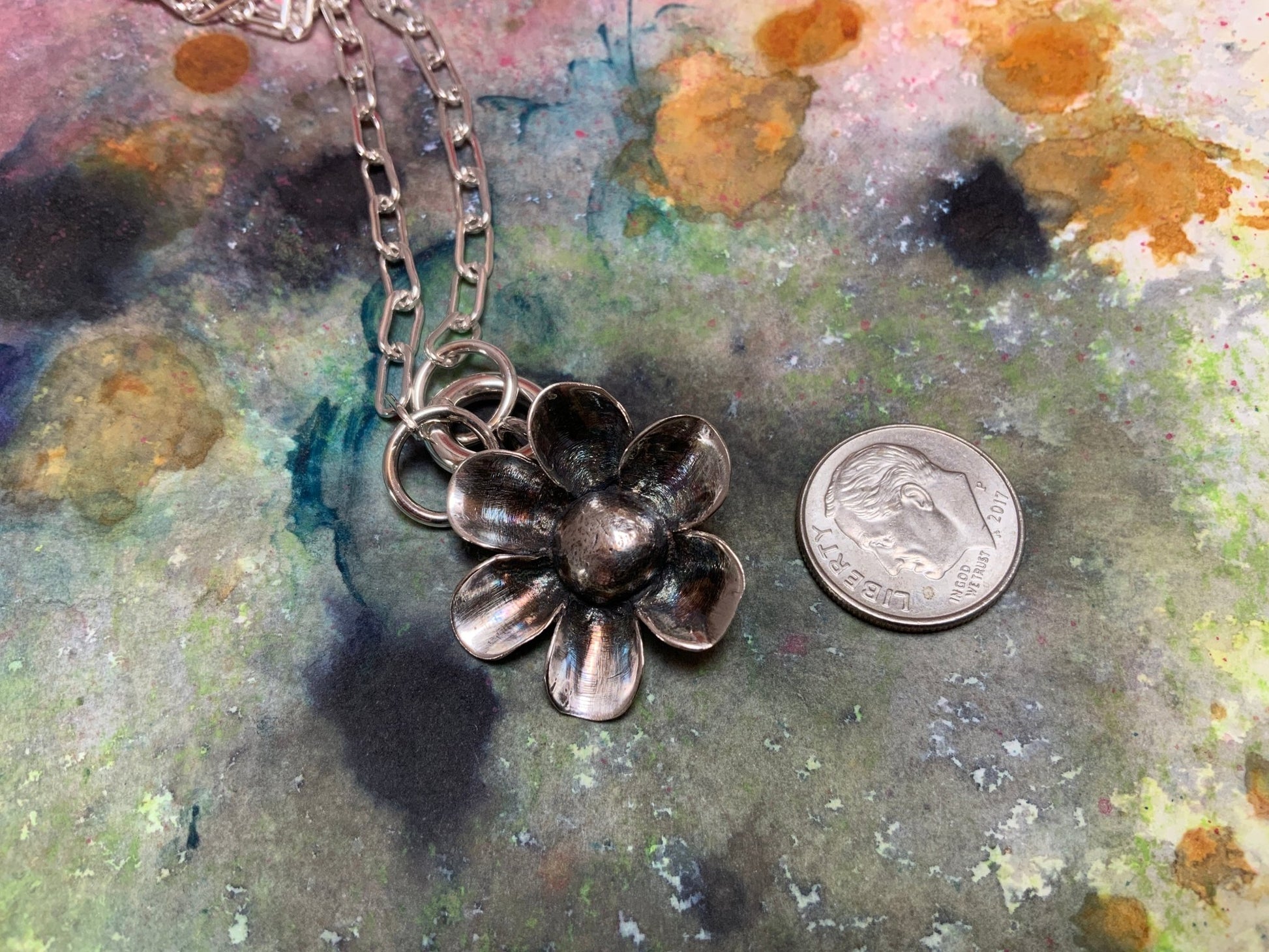 Hand forged Silver Flower - Evitts Creek Arts