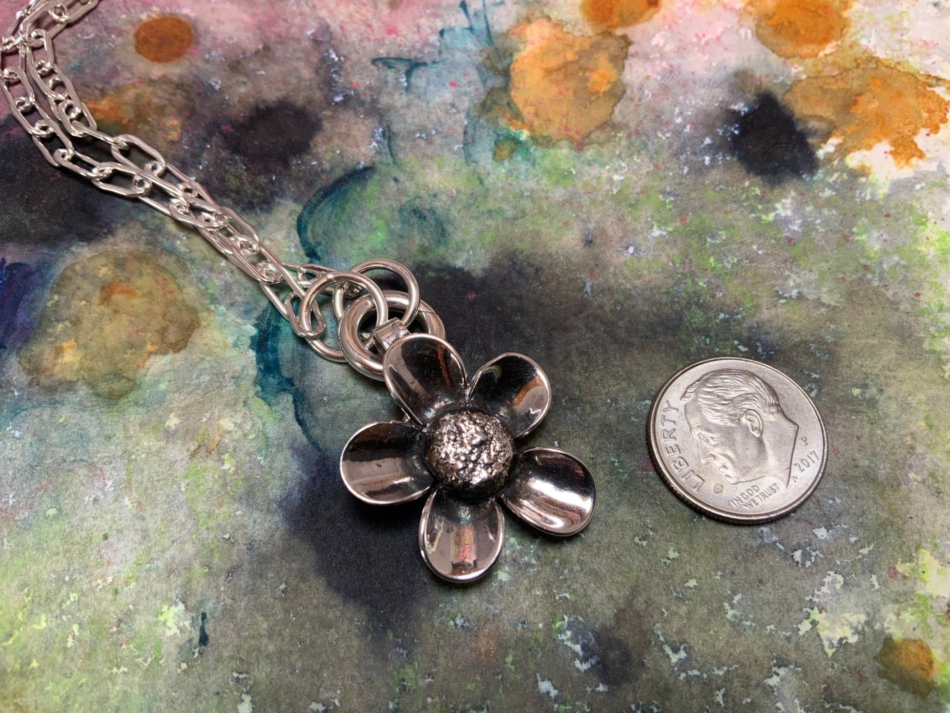 Hand forged Silver Flower - Evitts Creek Arts