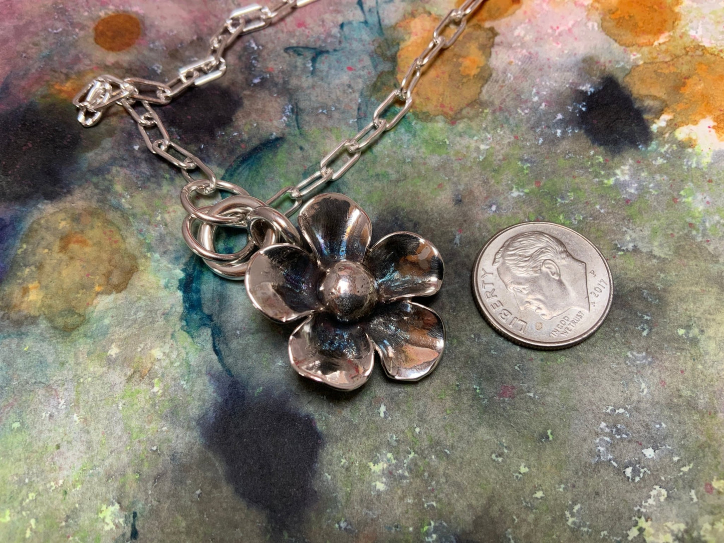 Hand forged Silver Flower - Evitts Creek Arts
