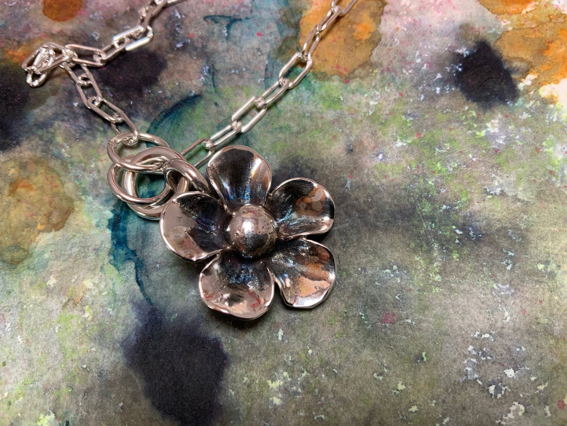 Hand forged Silver Flower - Evitts Creek Arts