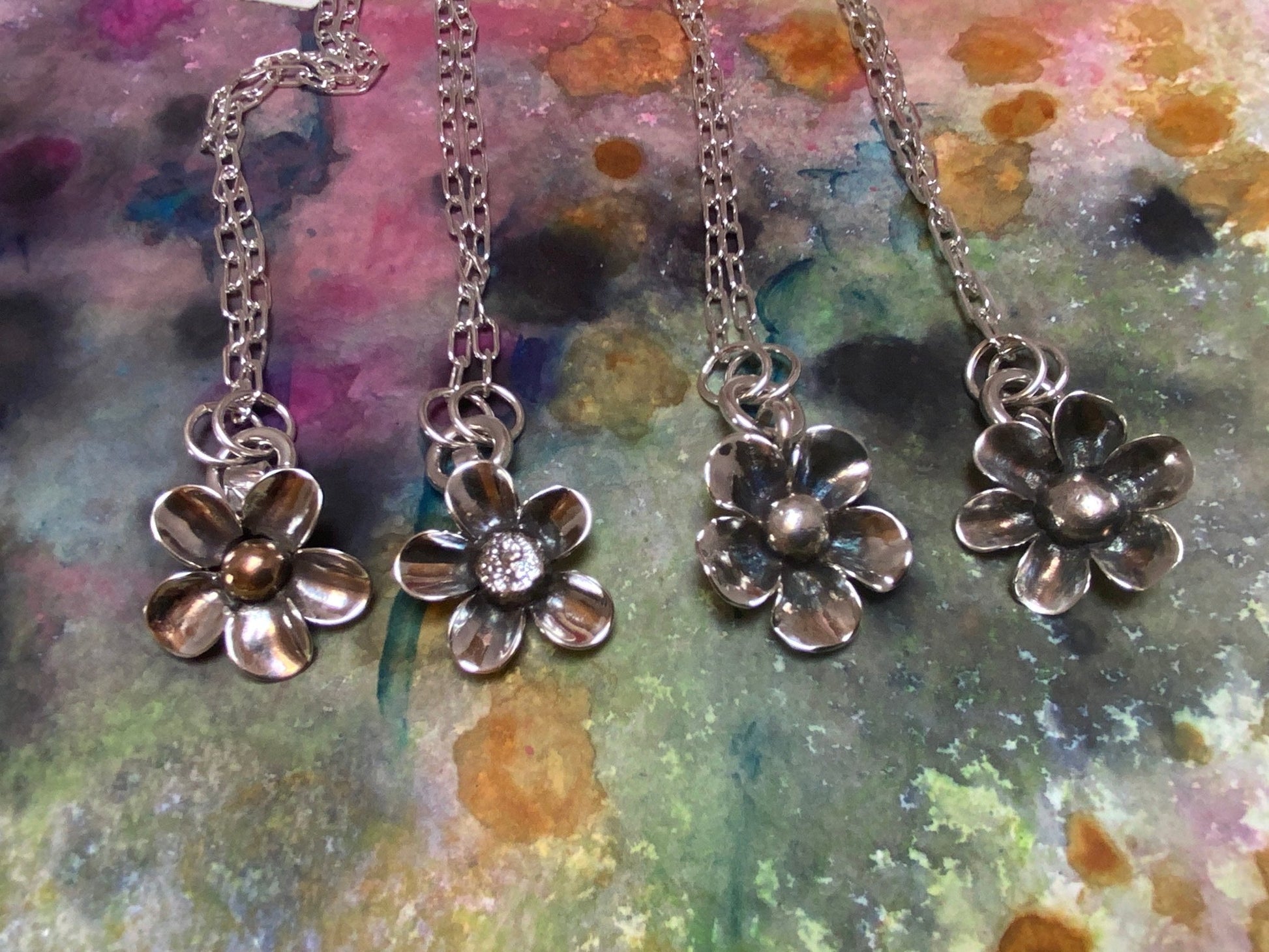 Hand forged Silver Flower - Evitts Creek Arts
