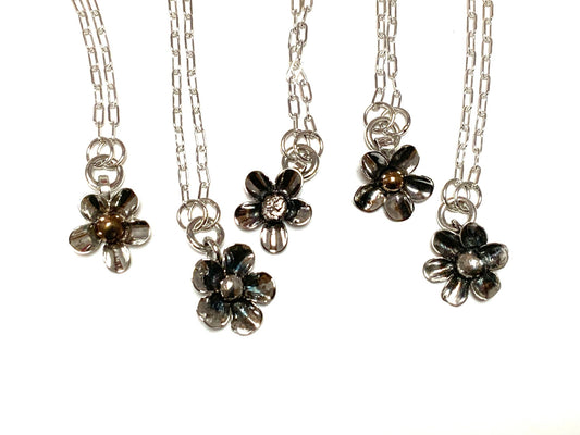 Hand - forged Silver Flower Pendant Necklace - Evitts Creek Arts