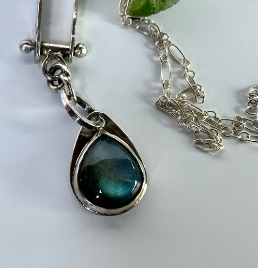Labradorite Pendant with Secret Garden Pattern - Evitts Creek Arts