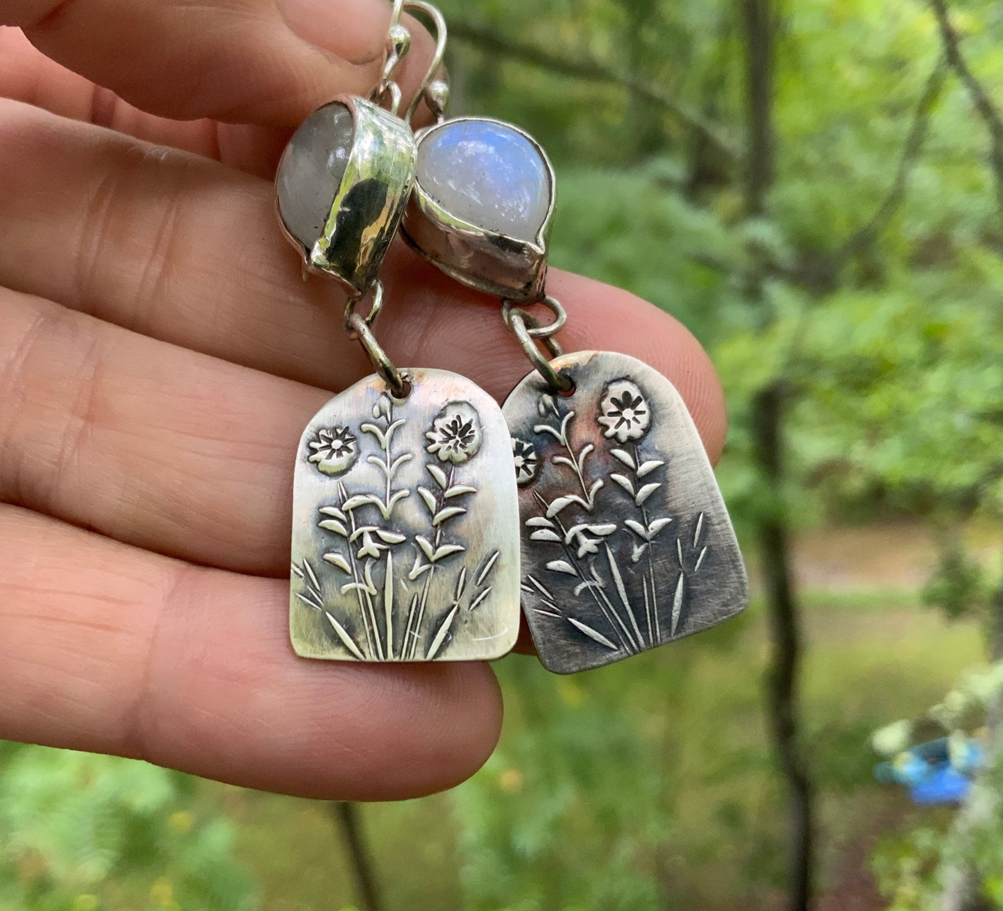 Moonlight and Flower Earrings - Evitts Creek Arts