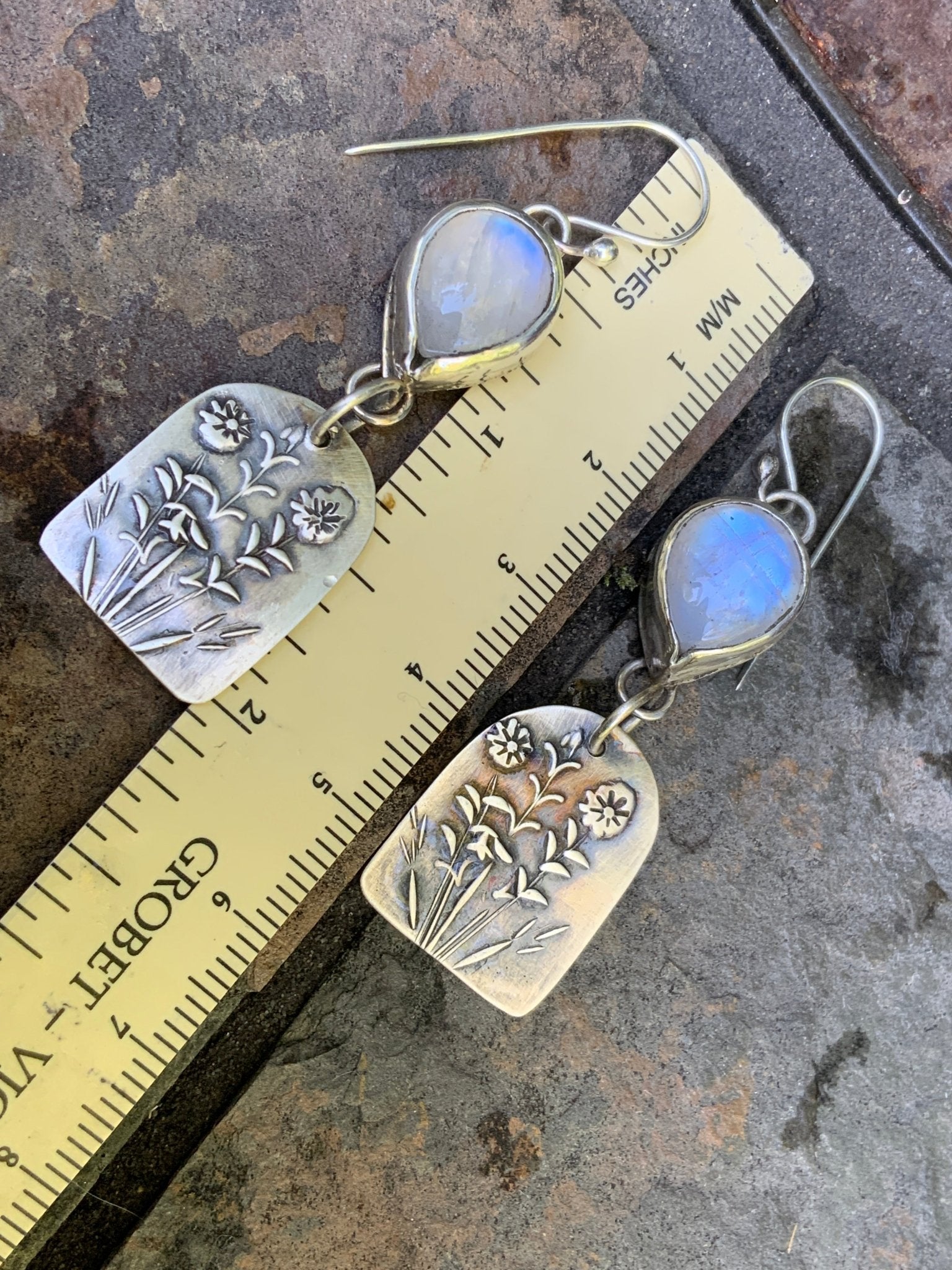 Moonlight and Flower Earrings - Evitts Creek Arts