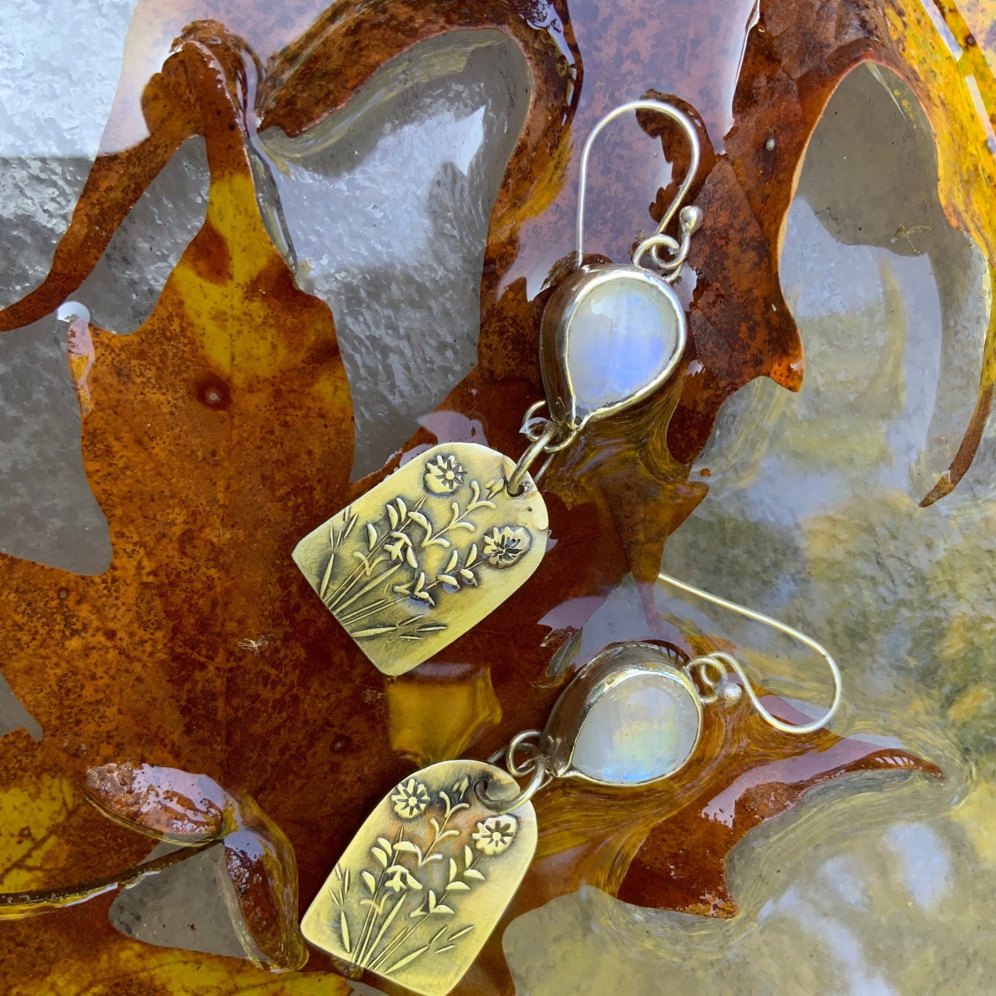 Moonlight and Flower Earrings - Evitts Creek Arts