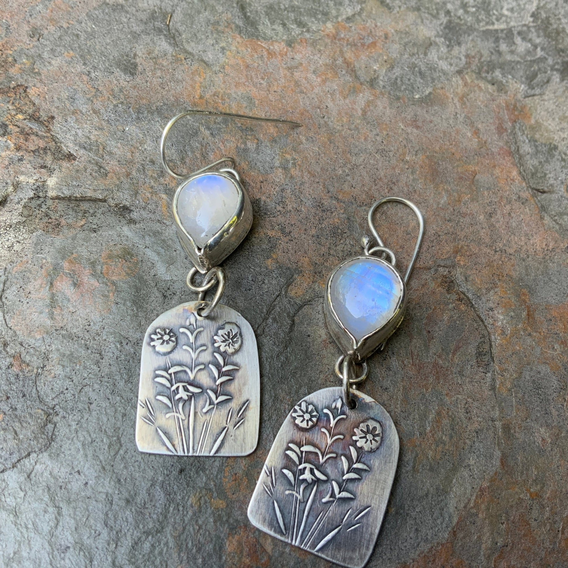 Moonlight and Flower Earrings - Evitts Creek Arts