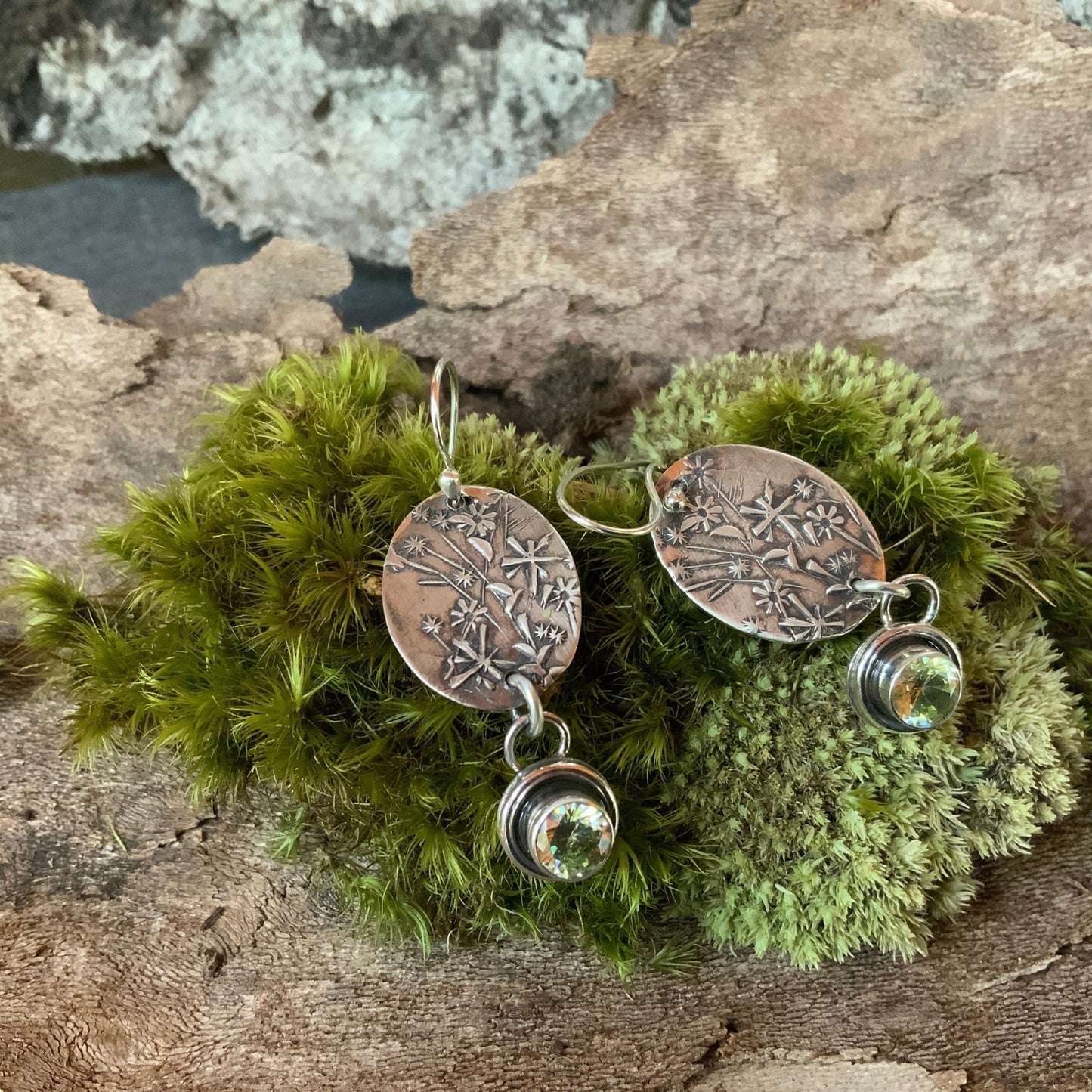 Native Aster Wildflower Silver Earrings - Evitts Creek Arts