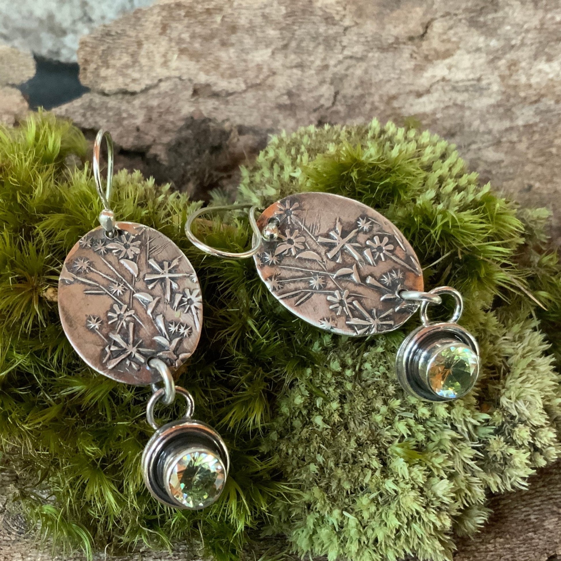 Native Aster Wildflower Silver Earrings - Evitts Creek Arts