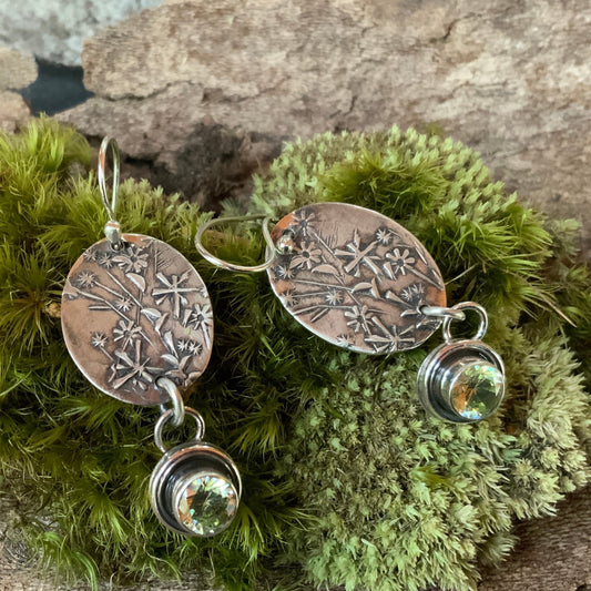 Native Aster Wildflower Silver Earrings - Evitts Creek Arts