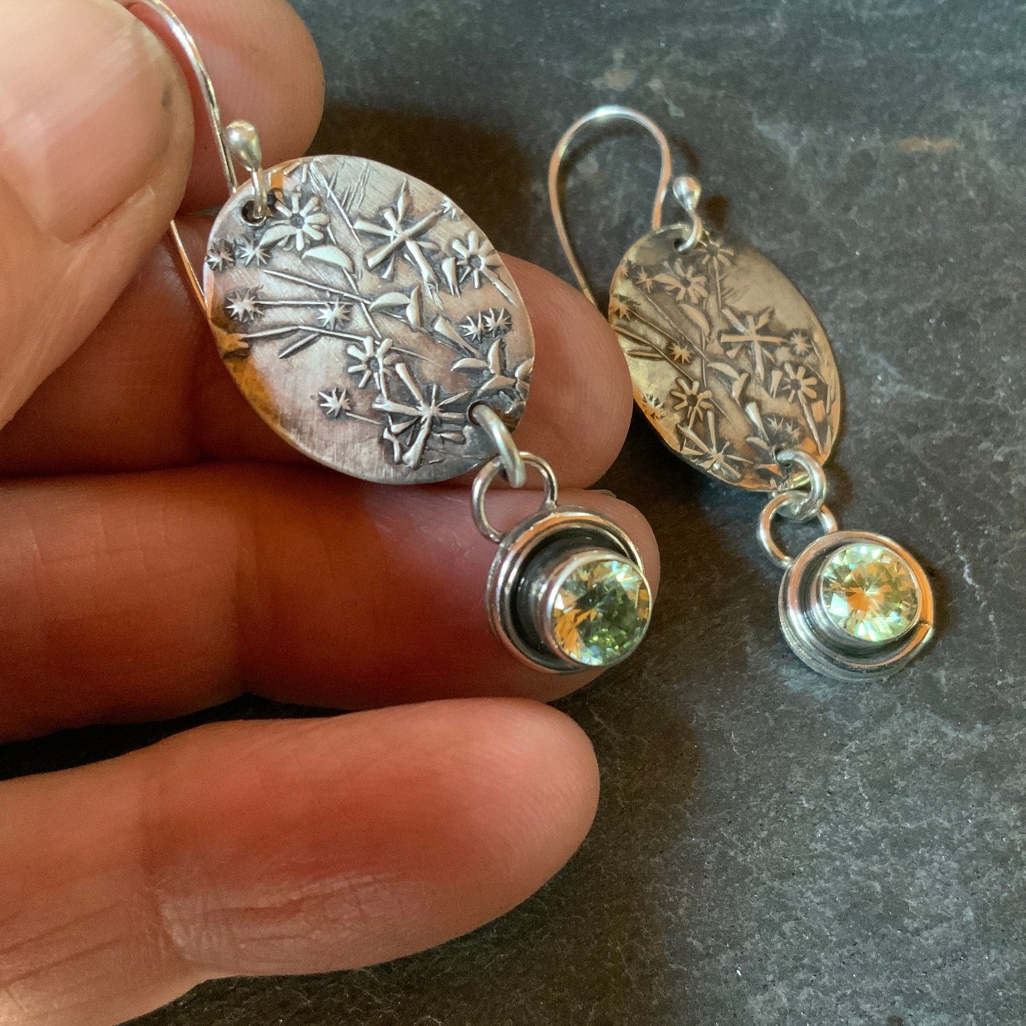 Native Aster Wildflower Silver Earrings - Evitts Creek Arts