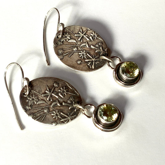 Native Aster Wildflower Silver Earrings - Evitts Creek Arts