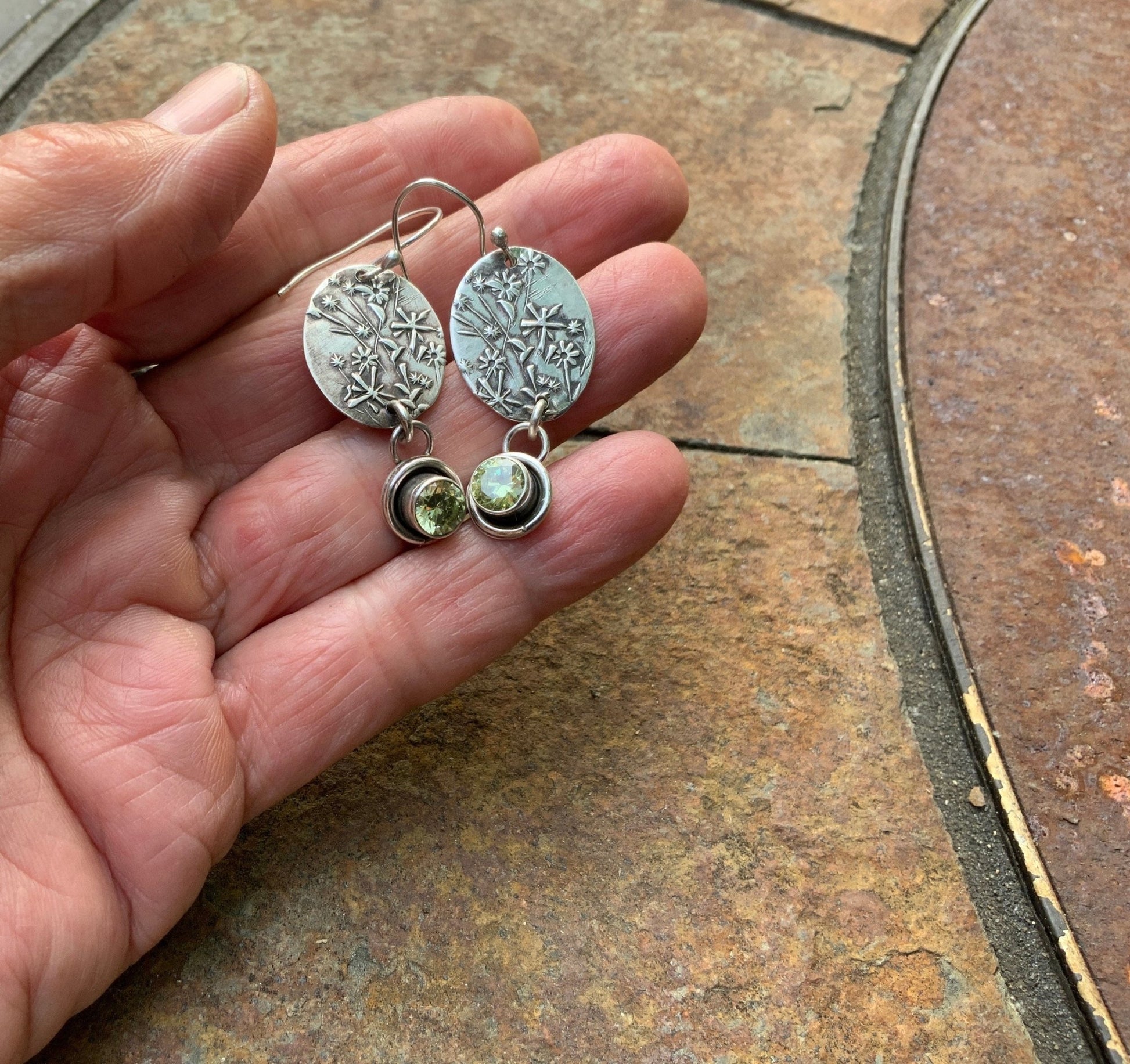 Native Aster Wildflower Silver Earrings - Evitts Creek Arts