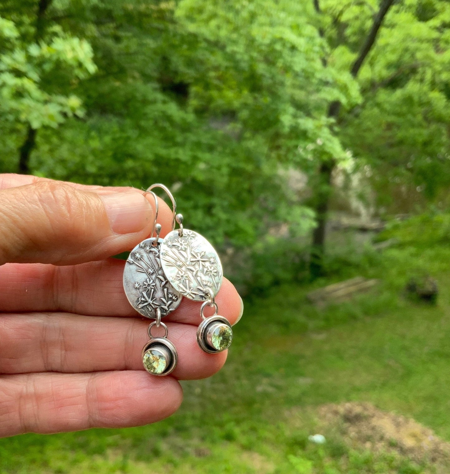 Native Aster Wildflower Silver Earrings - Evitts Creek Arts