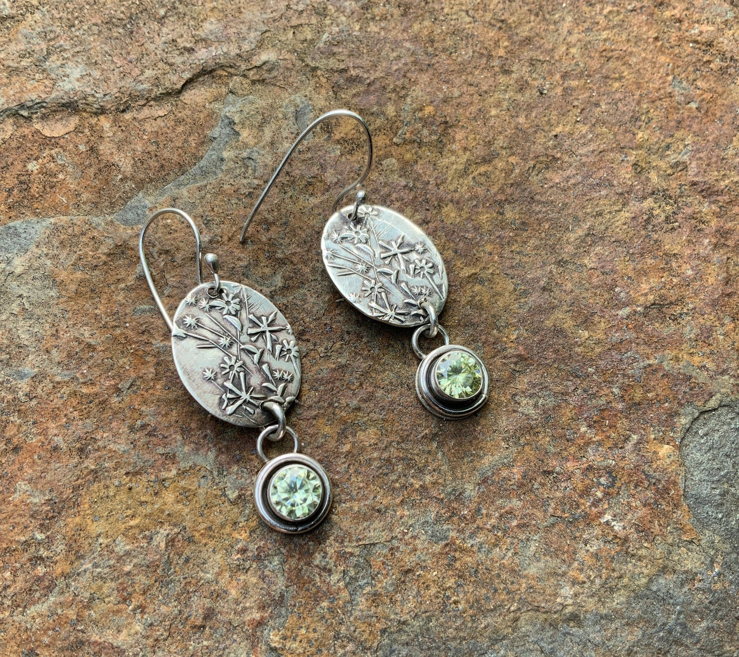 Native Aster Wildflower Silver Earrings - Evitts Creek Arts