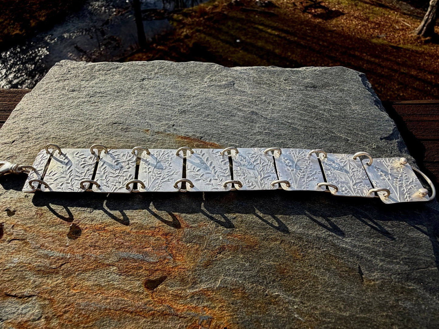 Native Wildflowers Sterling Silver Bracelet size Medium/Large| Evitts Creek Arts - Evitts Creek Arts
