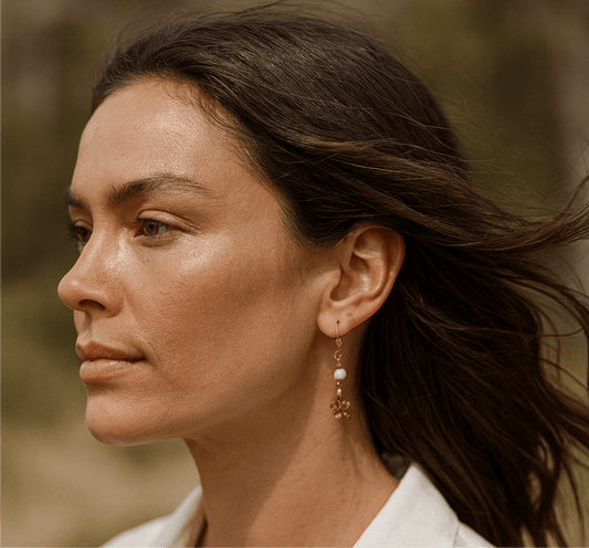 Pearl and Flower Dangly Earrings - Evitts Creek Arts