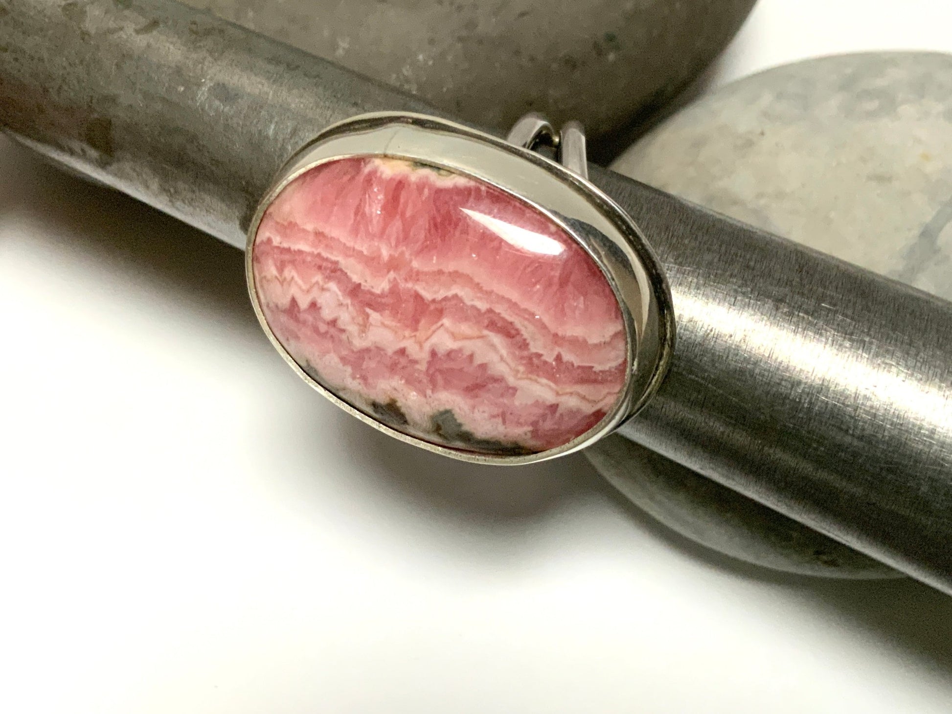 Pink Mooakite Rhodochrosite Ring Size 8 - Evitts Creek Arts