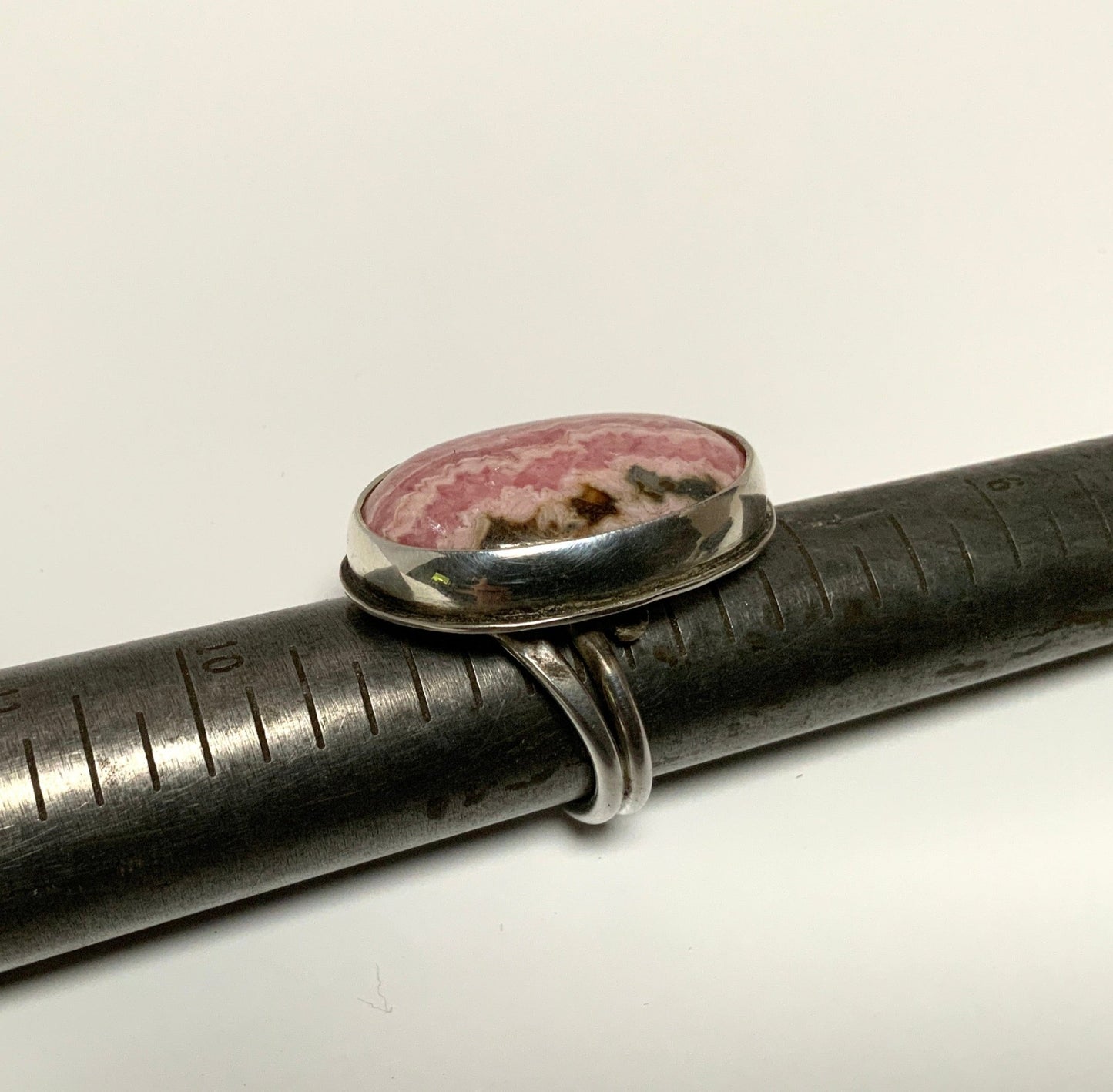 Pink Mooakite Rhodochrosite Ring Size 8 - Evitts Creek Arts