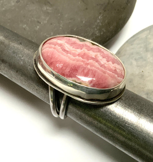 Pink Mooakite Rhodochrosite Ring Size 8 - Evitts Creek Arts