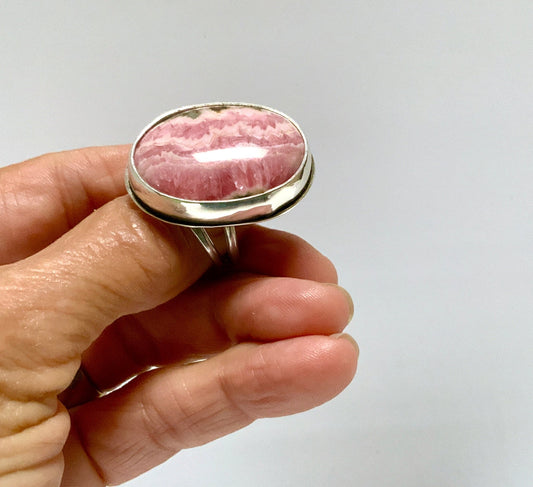 Pink Mooakite Rhodochrosite Ring Size 8 - Evitts Creek Arts