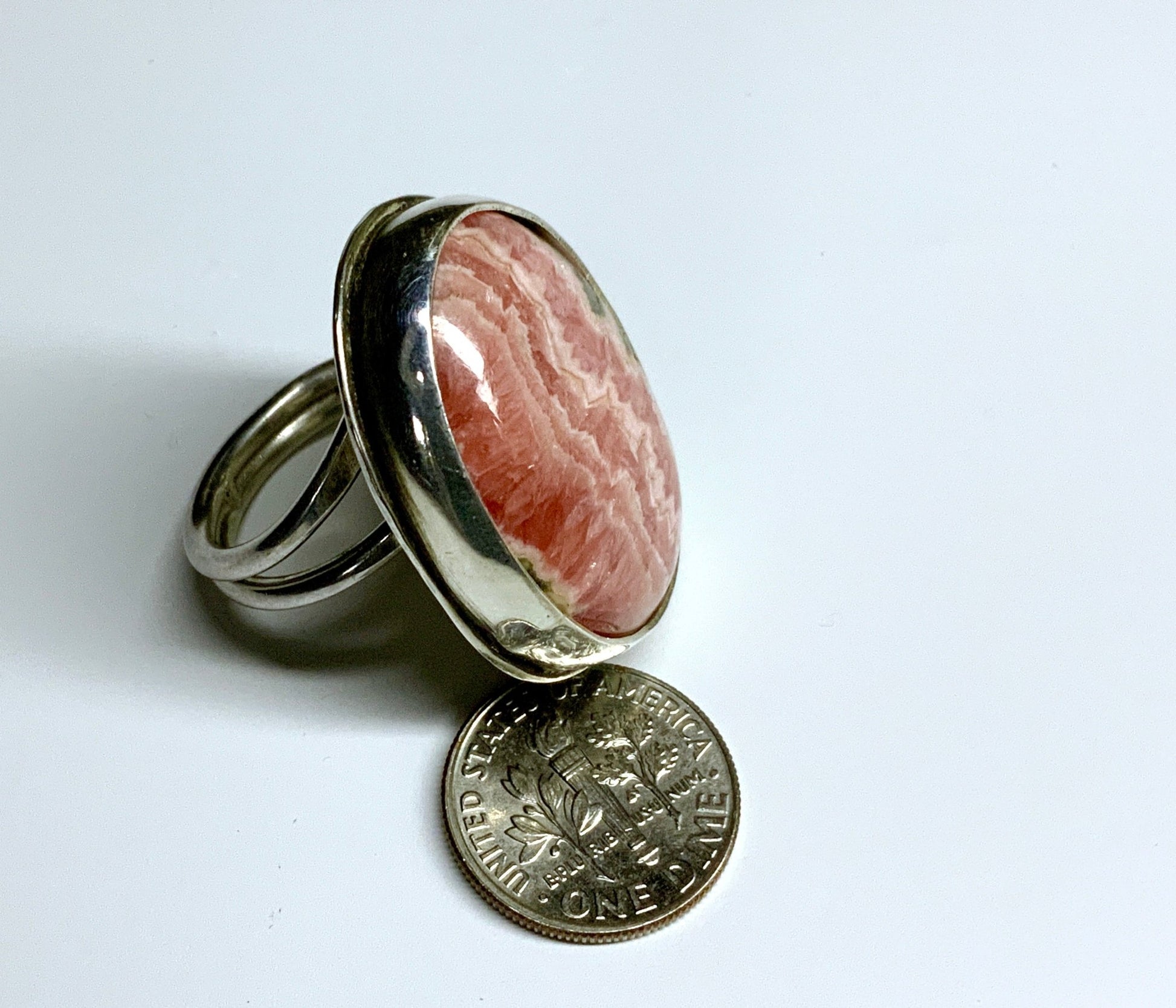 Pink Mooakite Rhodochrosite Ring Size 8 - Evitts Creek Arts