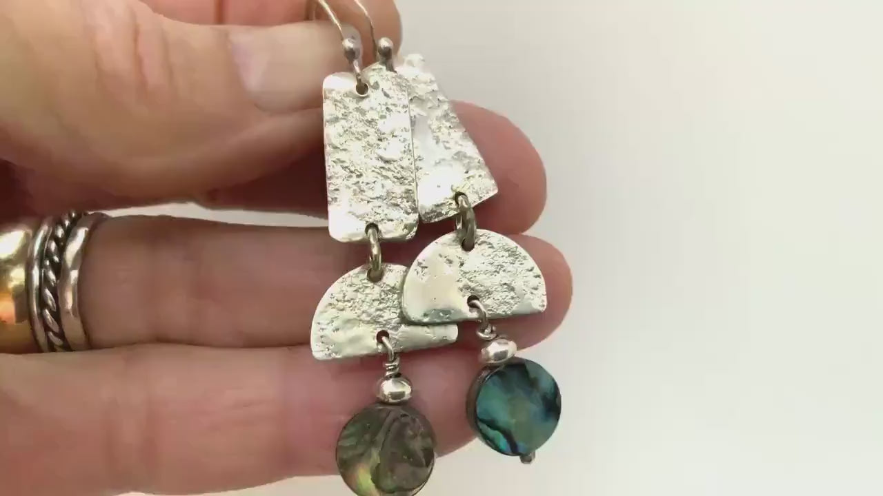 Rust Texture Dangle Sterling Silver Earrings