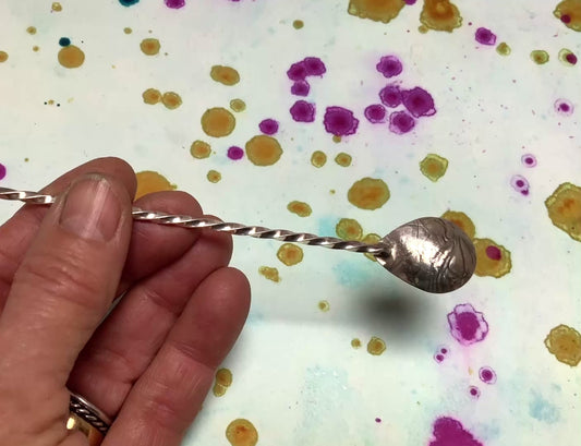 Handmade Silver Spoon with Amethyst Gemstone- Culinary Gift