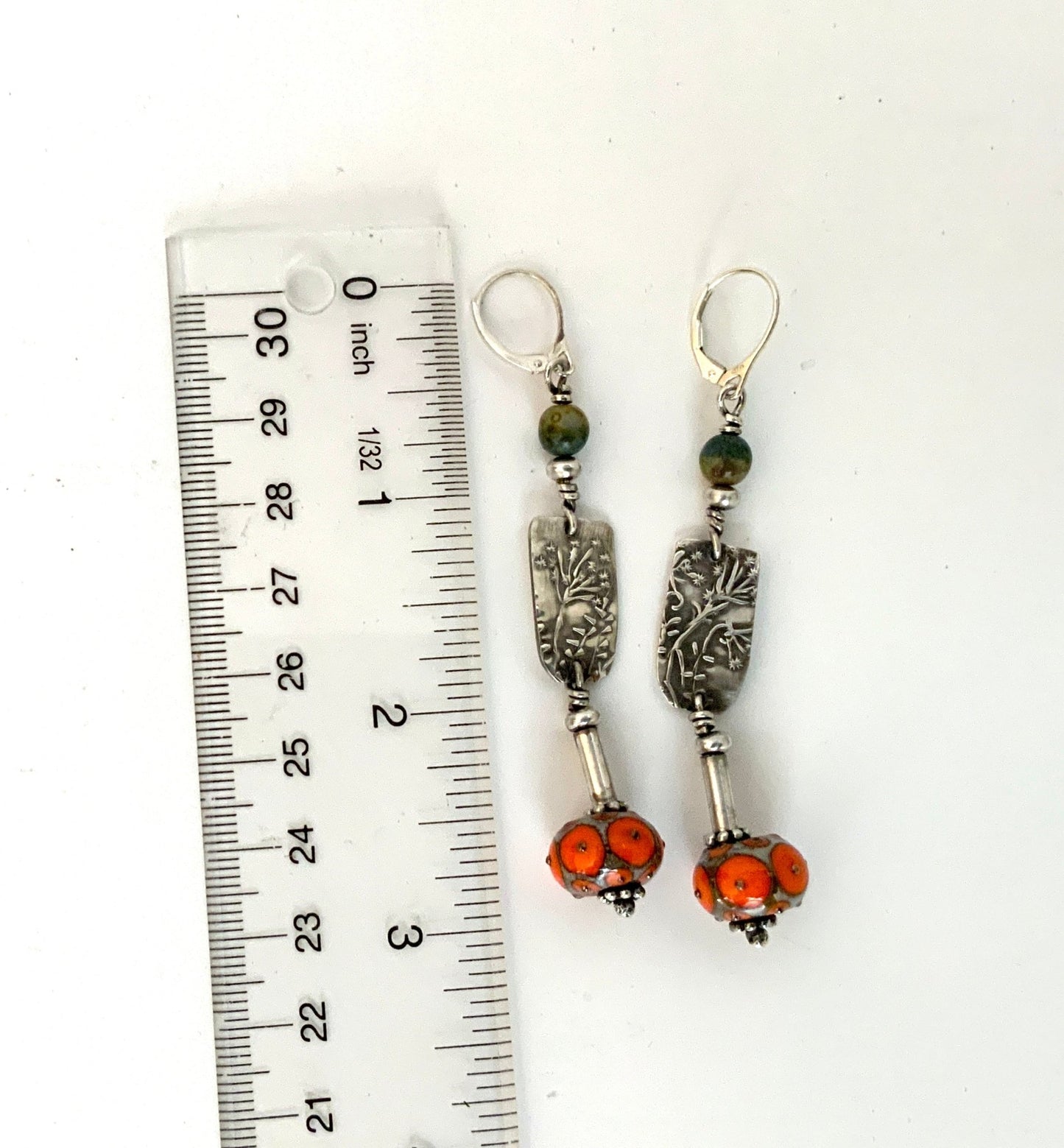 Queen Anne’s Lace and Lamp - work Bead Dangle Earrings - Evitts Creek Arts