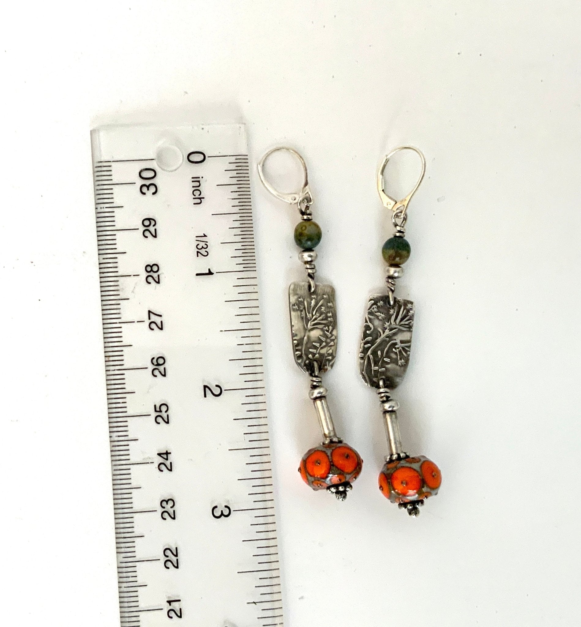 Queen Anne’s Lace and Lamp - work Bead Dangle Earrings - Evitts Creek Arts