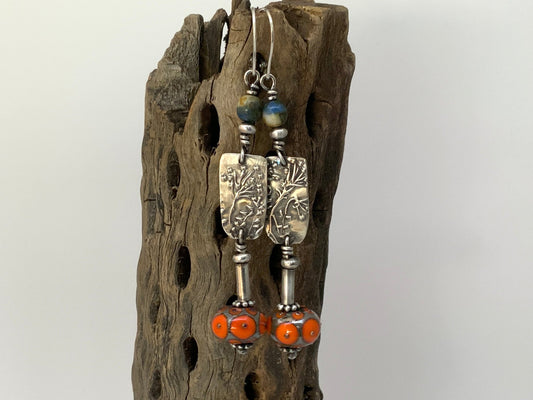 Queen Anne’s Lace and Lamp - work Bead Dangle Earrings - Evitts Creek Arts