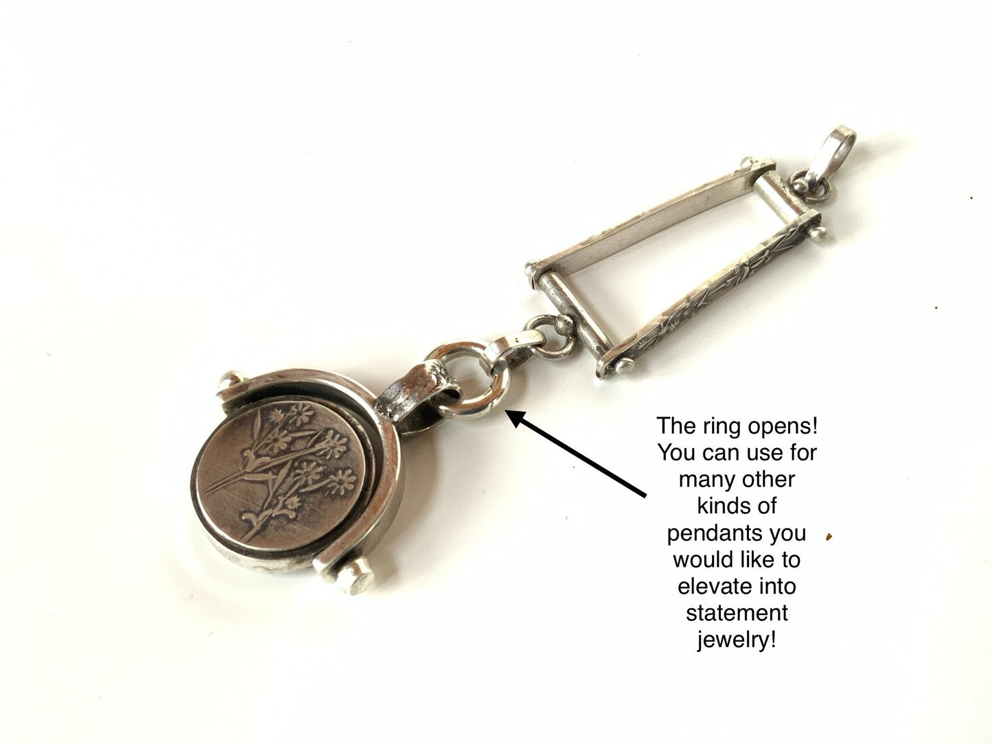 Reversible Sterling Pendant with Trapeze Enhancer and 20” Sterling Chain - Evitts Creek Arts