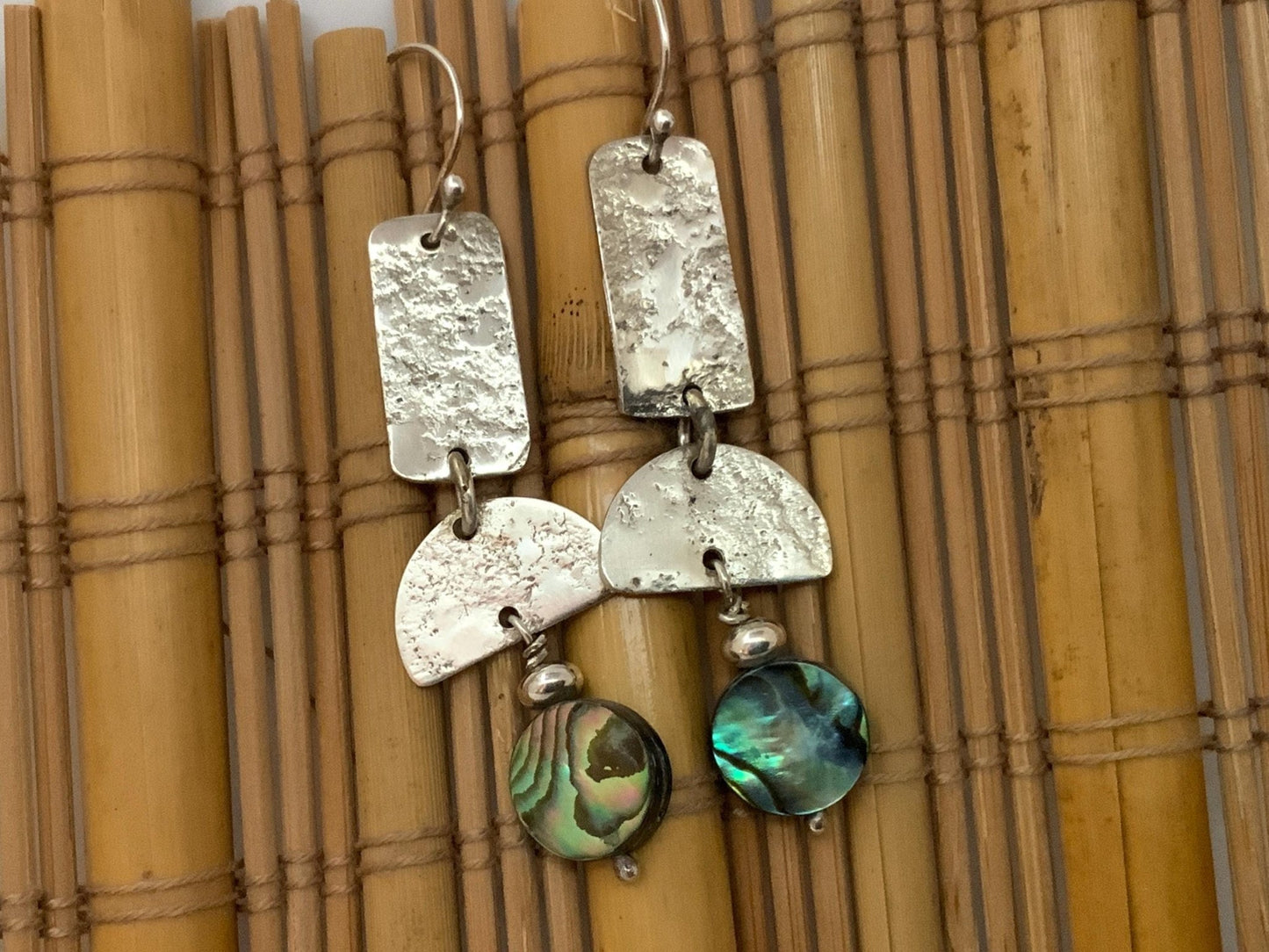 Rust Texture Dangle Sterling Silver Earrings - Evitts Creek Arts