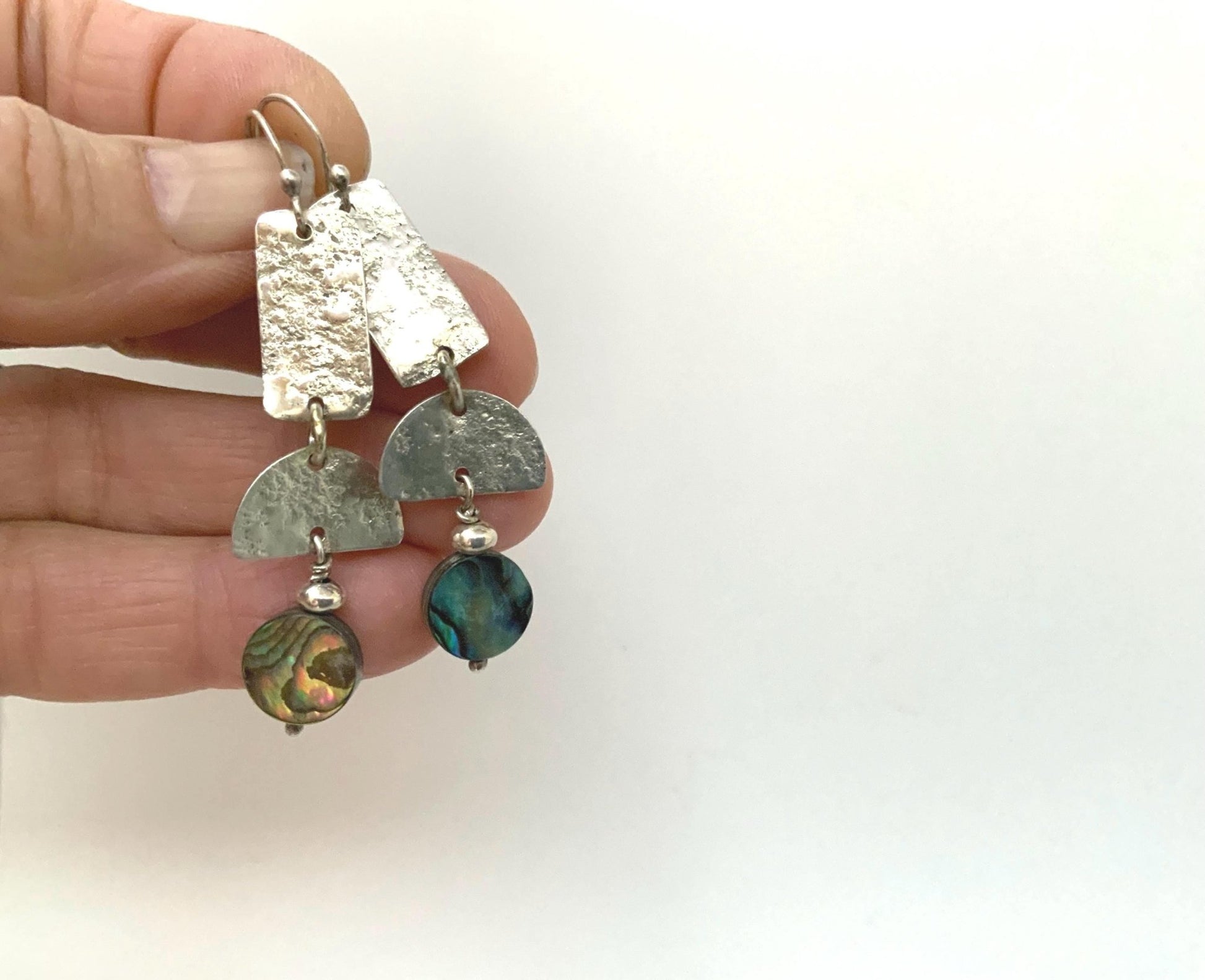 Rust Texture Dangle Sterling Silver Earrings - Evitts Creek Arts