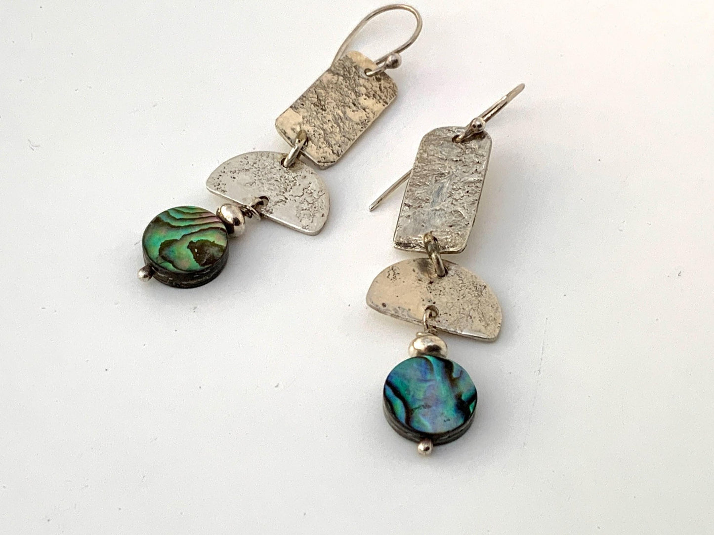 Rust Texture Dangle Sterling Silver Earrings - Evitts Creek Arts