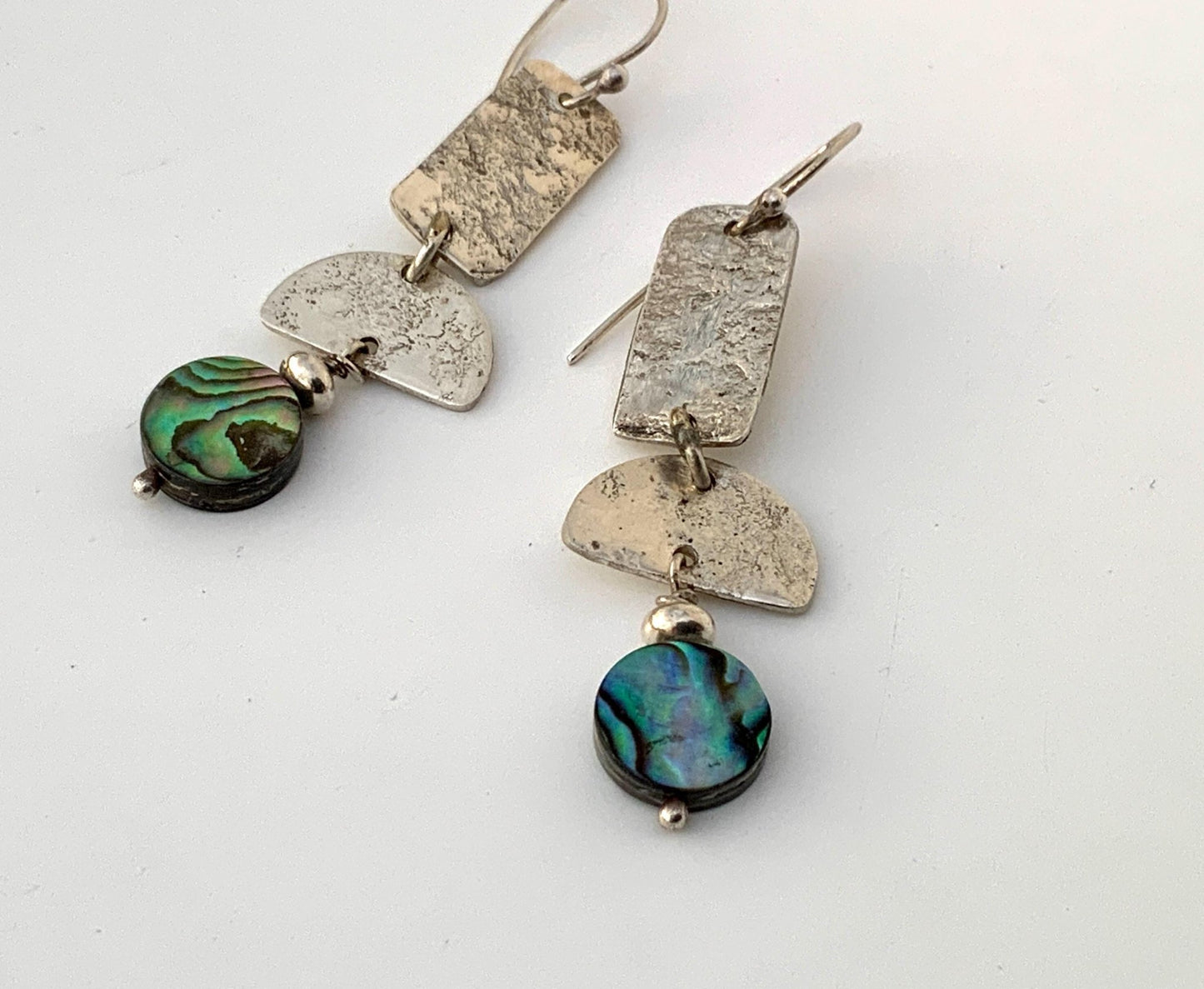 Rust Texture Dangle Sterling Silver Earrings - Evitts Creek Arts