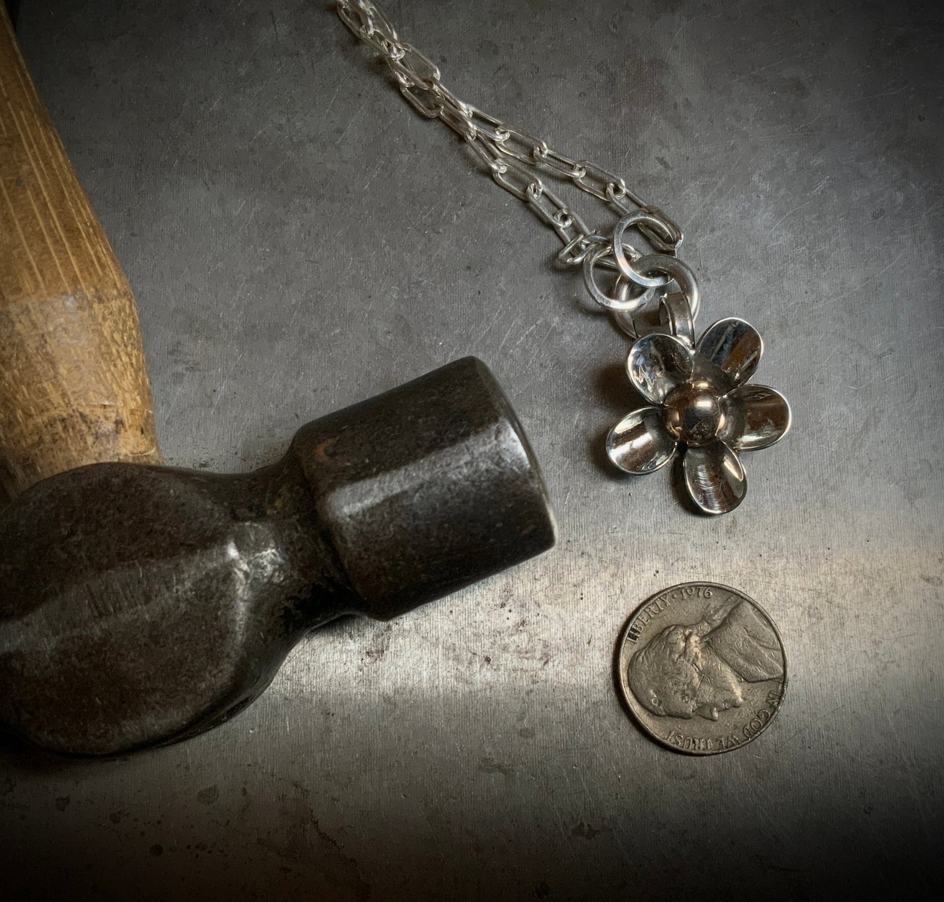 Silver and Bronze Mixed Metal Necklace - Evitts Creek Arts